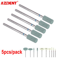 AZDENT 5pcs Dental Polisher Ceramic Diamond Grinding Head Stone Zirconia Ceramics Emax Crowns Grinder Quick Polishing Burs