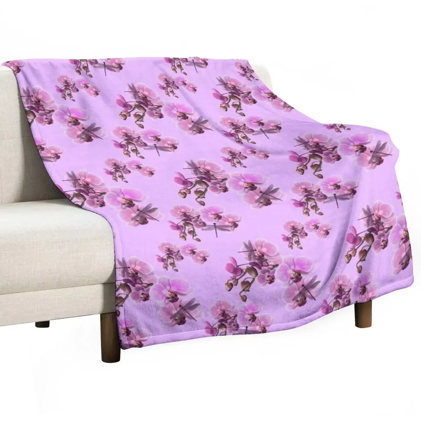 

Orchids and Dragonflies Throw Blanket Bed covers Beach Weighted warm for winter Blankets