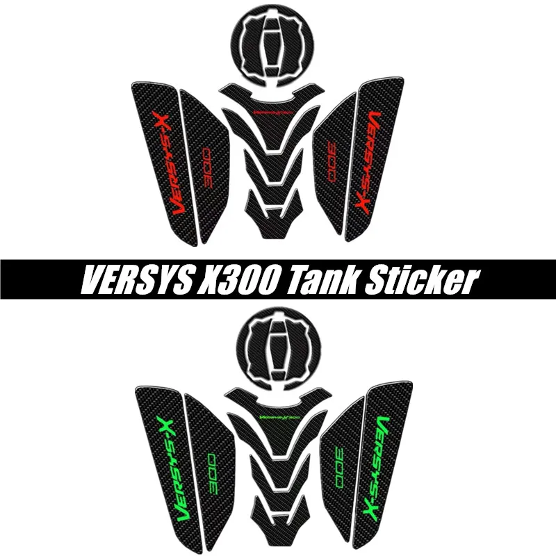 

FOR KAWASAKI VERSYS 300 X300 Motorcycle Tank Pad Protector 3D Gel Sticker Decal Carbon Fiber