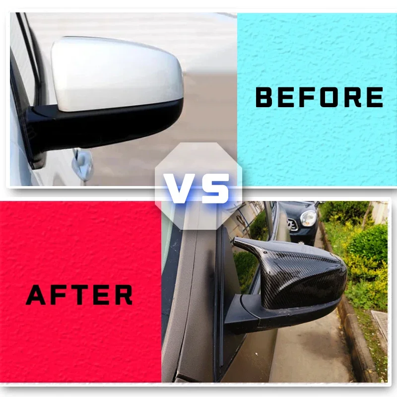 Auto Car Rear View Side Mirror Cover TrimFor BMW X5 E70 X6 E71 2008-2013 Bright black Carbon Fiber Style view 4
