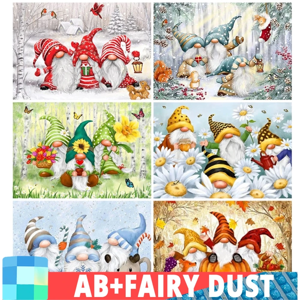 AB Fairy Dust 5D Diamond Painting Gnomes Picture Mosaic DIY Embroidery Art Cross Stitch Kit Home Decor New Collection 2024