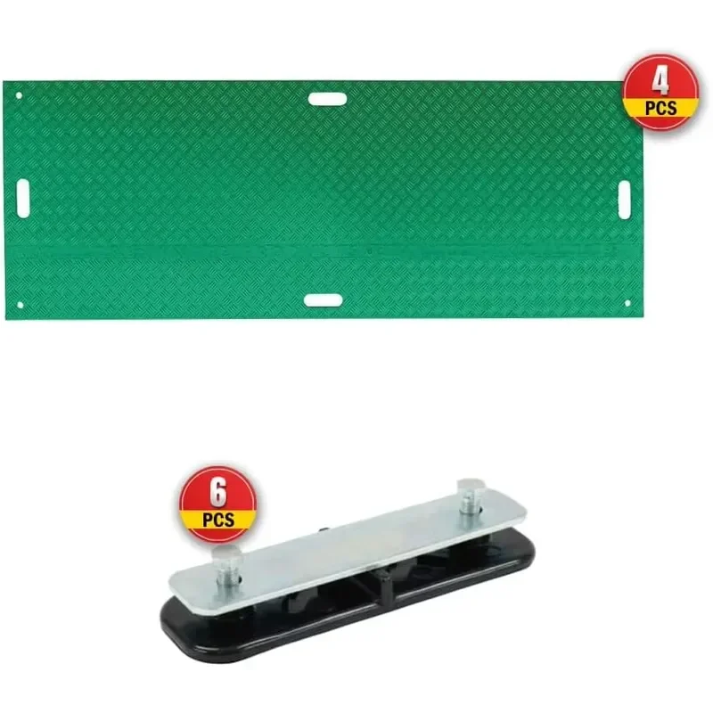 Green Ground Protection Mats Double-Sided Diamond Plated Tread Design Moisture Resistant with Connectors 2