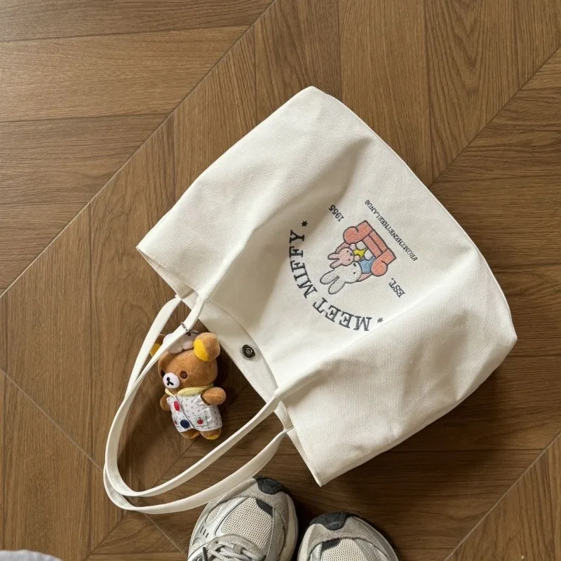 

Cute Miffy Canvas Bag Cartoon Large Capacity Shoulder Bag Versatile Fashion Large Capacity Underarm Bag Friends Christmas Gift