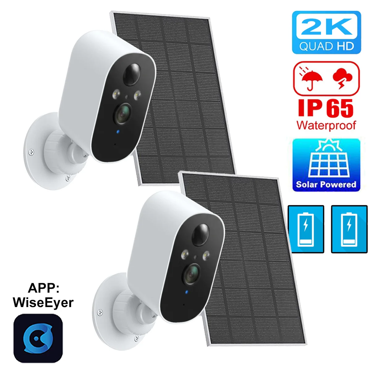 XVIM 3MP Wireless Security Camera Solar Powered 1440P WiFi Security Camera Home Surveillance Protection Color Night Vision