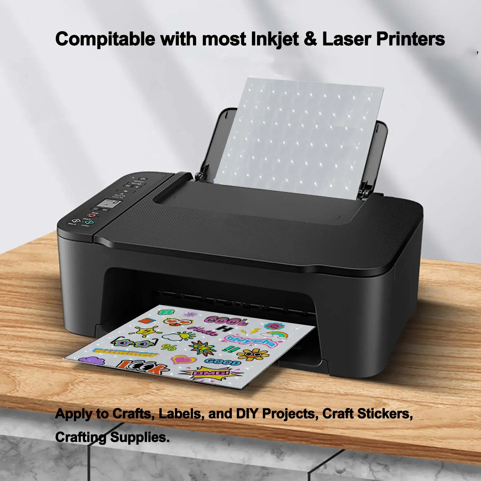 10/20/40 ورقة A4 ثلاثية الأبعاد ستيريو متقلب قابلة للطباعة PET لامعة شبه شفافة - للمشروعات اليدوية التي تصنعها بنفسك والملصقات والمكتب