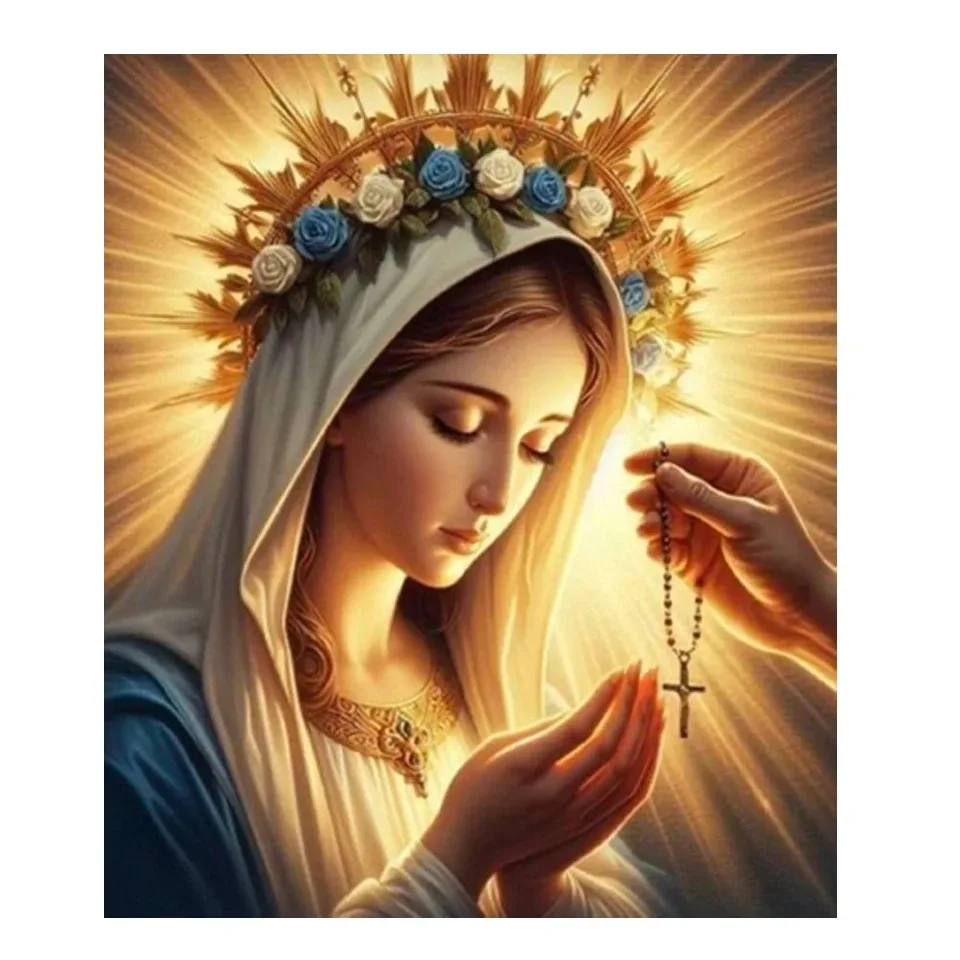 

1 Box of 500/1000/1200/2000PCS Puzzles for Adults Virgin Mary Flower Jigsaw Puzzles Handmade Home Decoration Gift Frameless