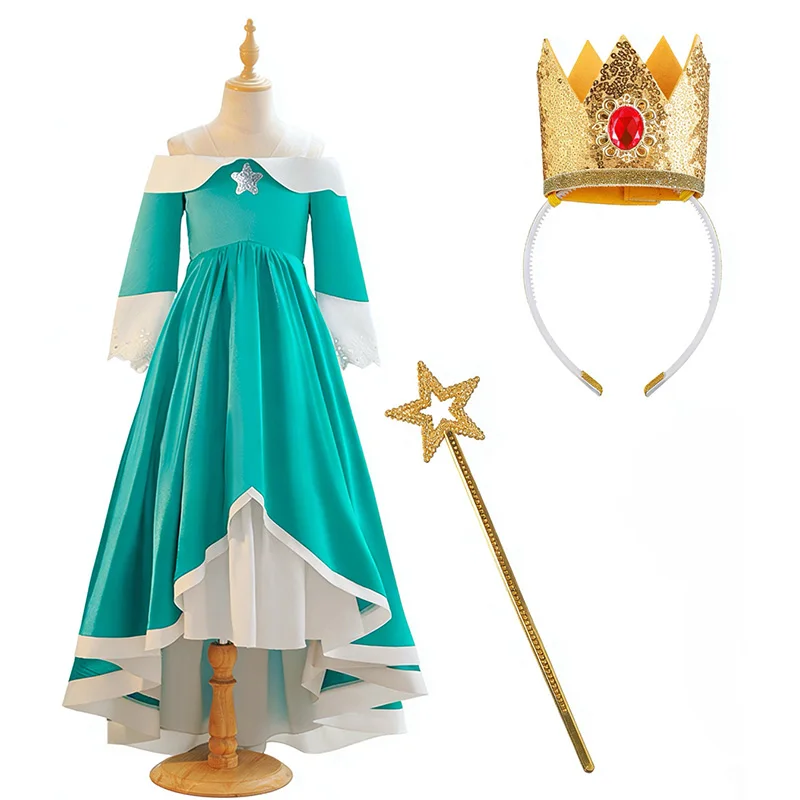 

Зеленое вечернее платье Rotasha на одно плечо для девочек, костюм для косплея, платье принцессы, костюм для вечеринки на Хэллоуин