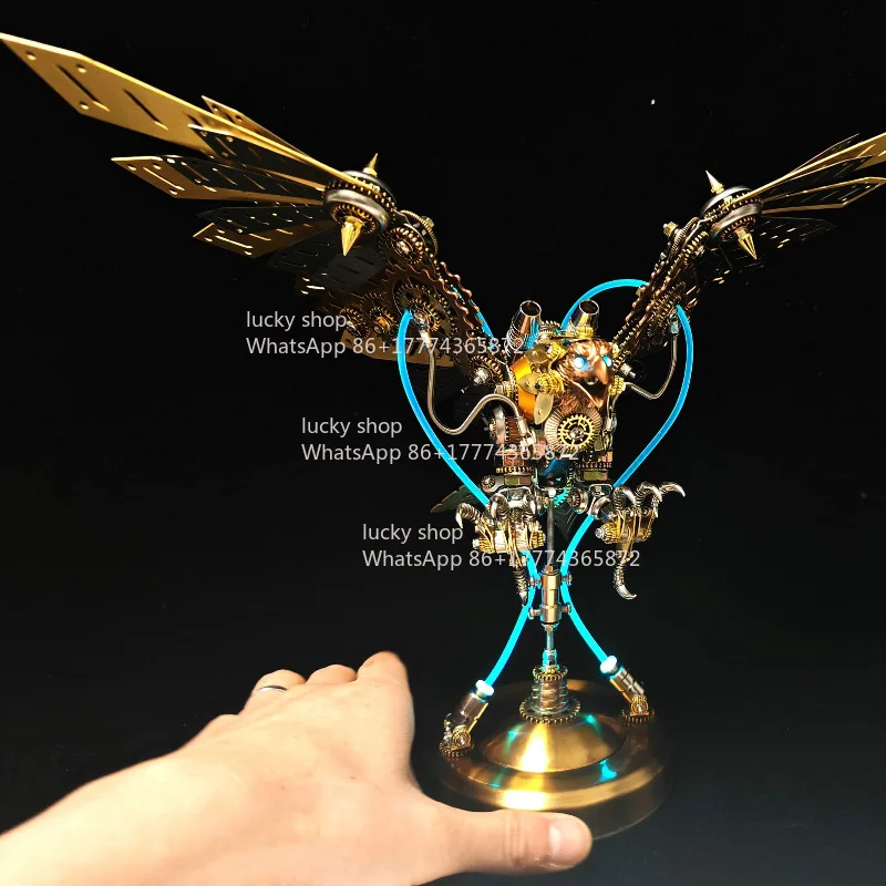 Steam Punk Mechanical Eagle Metal Craft Ornament Hand Assembled DIY Desktop Art Decoration Birthday Gift