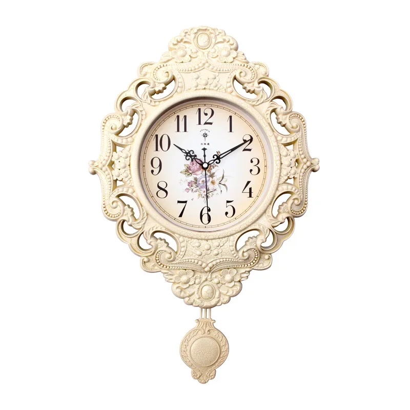 Large Wall Clock Pendulum Gold Silent Clock Vintage Living Room Retro Metal Wall Clocks Shabby Chic Home Decor Modren Hot