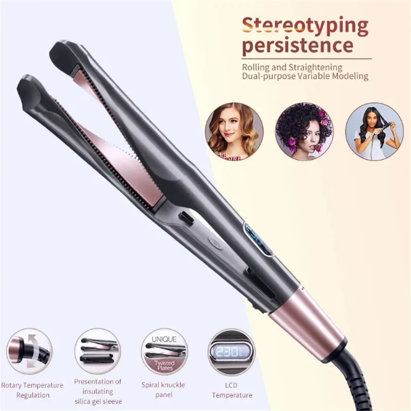 Spiral twisted rotating inclined curling iron automatic curling wave electrothermal hairdressing temperature control clip