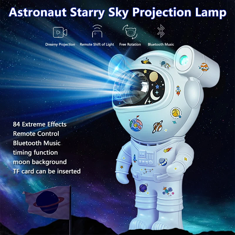 2024 Galaxy Star Projector Starry Sky Night Light Astronaut Lamp Home Room Decor Decoration Bedroom Decorative Luminaires Gift