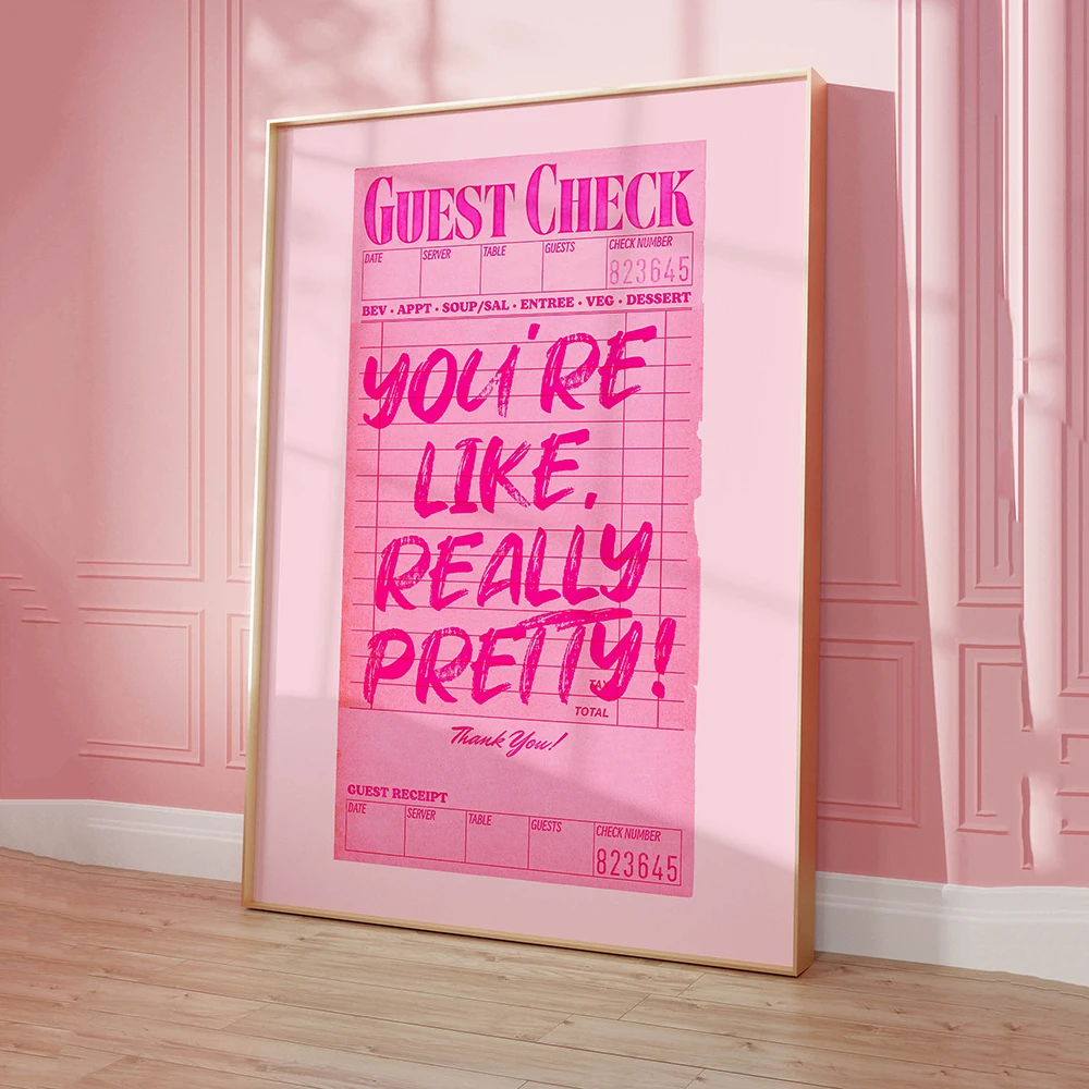 Trendy Preppy Guest Check You're Like Really Pretty Inspirational Quote Wall Art Canvas Painting Poster For Bedroom Home Decor