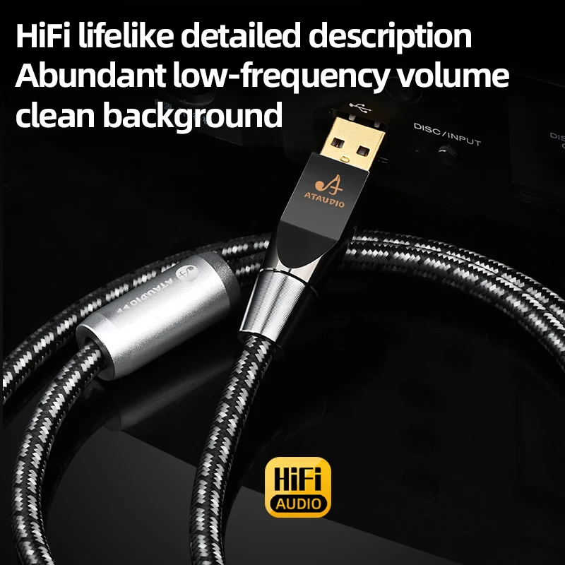 ATAUDIO HiFi USB Cable High Quality 7N OCC USB Type A to Type B OTG Plated Gold Audio Cable for PC DAC Mobile