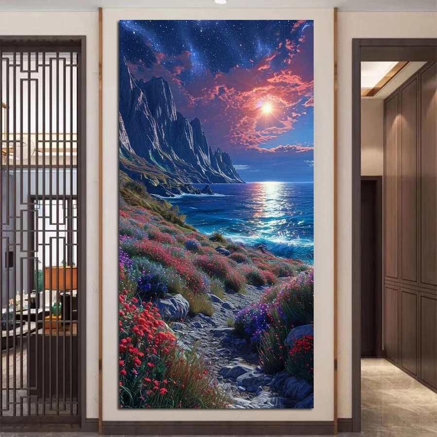 

Fullcang морской природный пейзаж большой размер Diy наборы алмазной живописи полная квадратная круглая дрель мозаика вышивка картина Настенный декор