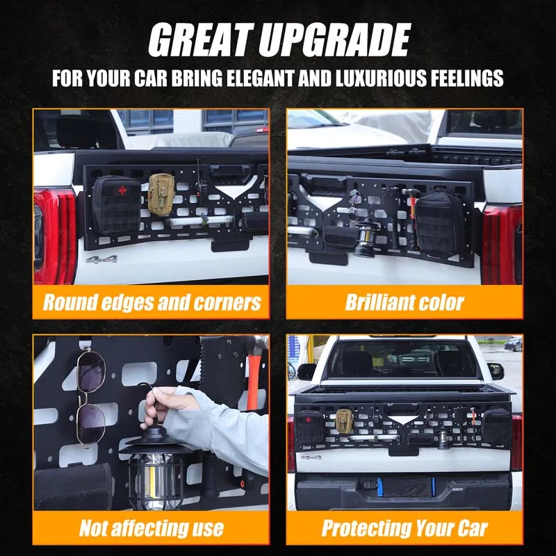 For Toyota Tundra 2022-2026 Tailgate Molle Panel Truck Bed Panel Rear Storage Rear Door Cargo Luggage Rack Organizer Accessories