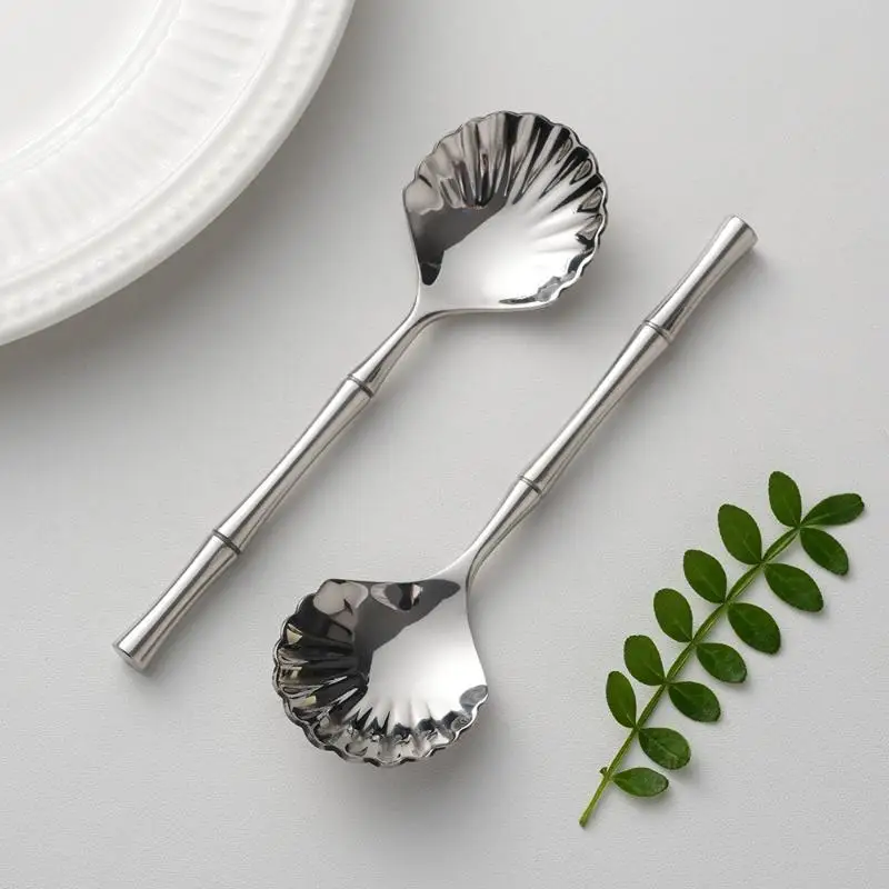 Dessert Stirring Spoon Stainless Steel Seashell Coffee Spoon Unique Design Teaspoon Elegant Afternoon Tea Present