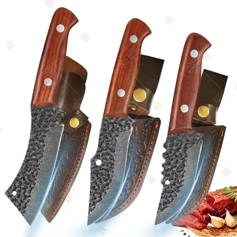 WXCOO Handmade Forged Cooking Knives Meat Cleaver Butcher Knife Stainless Steel Kitchen Knife Wooden Handle Kitchen Supplies image 6
