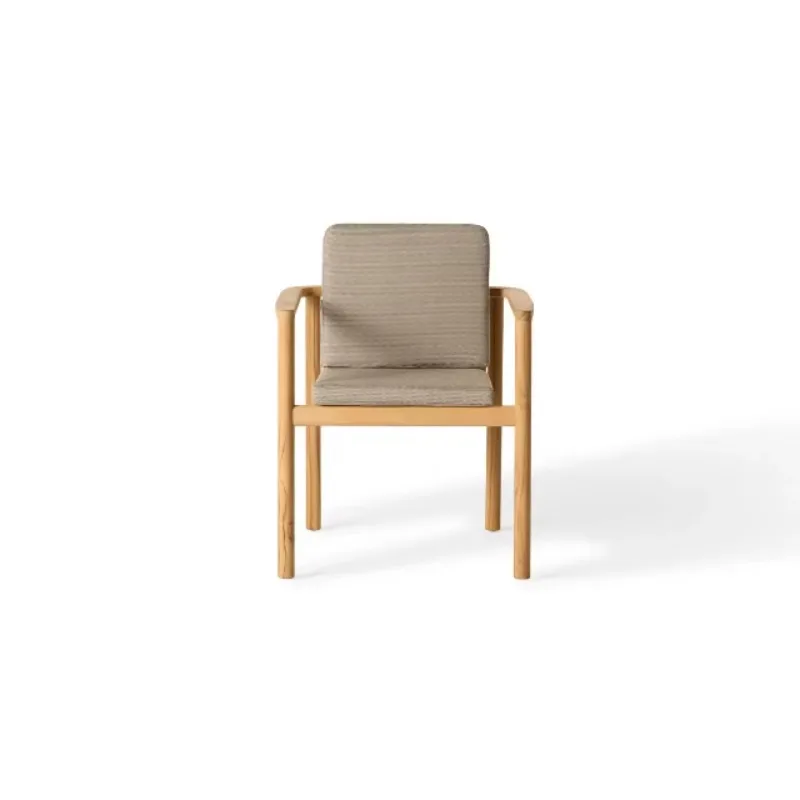 Solid Teak Wood Tropical Outdoor Dining Chair Eco-Friendly Waterproof Seat Cushion Villa Hotel Garden Patio Terrace 3 Year
