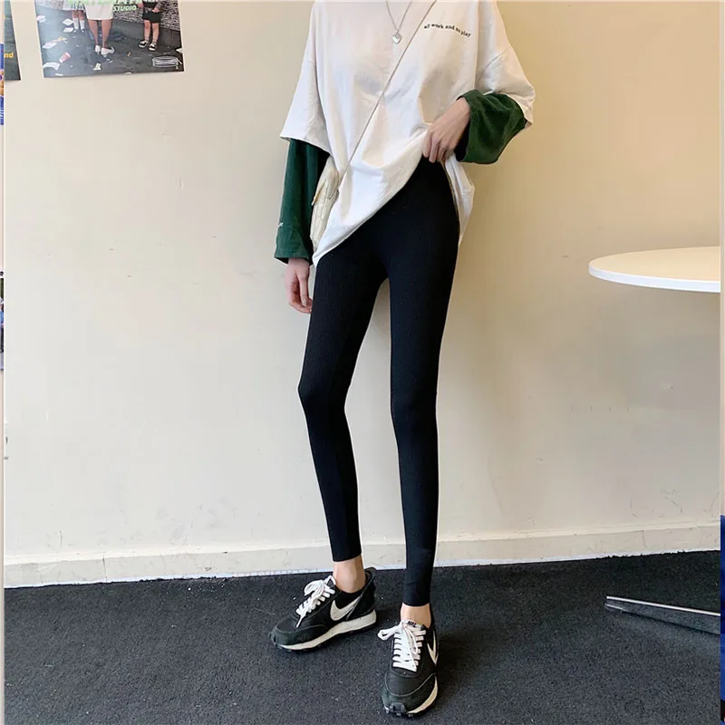

2024 New ey Women's Leggings High Waist Fce Lined Slimming Tight Elastic Nine-Piece Pants Spring Autumn Winter Outerwear