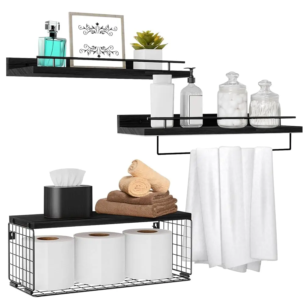 

Floating Shelves For Wall, Wood Bookcases, Decor For Kitchen| Farmhouse| Bedroom| Laundry Room| Living Room| Bathroom, Hanging