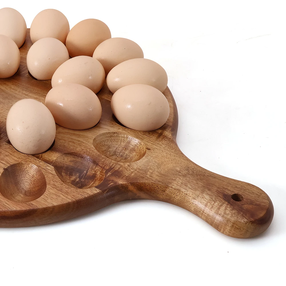 Jaswehome Wooden With Handle Eggs Tray Serving Pallet 24 Eggs Holding Plate Household Storage Tray Cutting Board Kitchen Tools