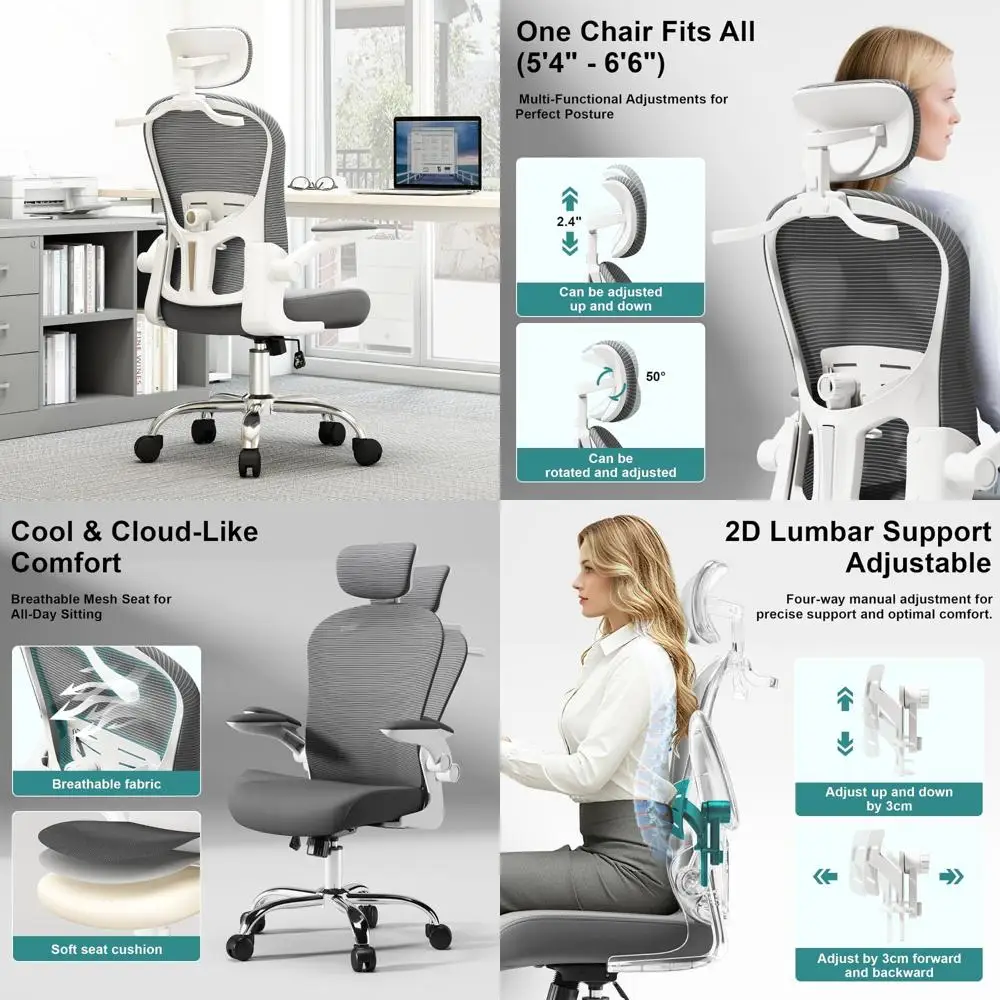 Fine-Tuned Comfort Chair with Liftable Seat, 4D Lumbar Support, Adjustable Armrests, Headrest and Hanging Feature for Enhanced S