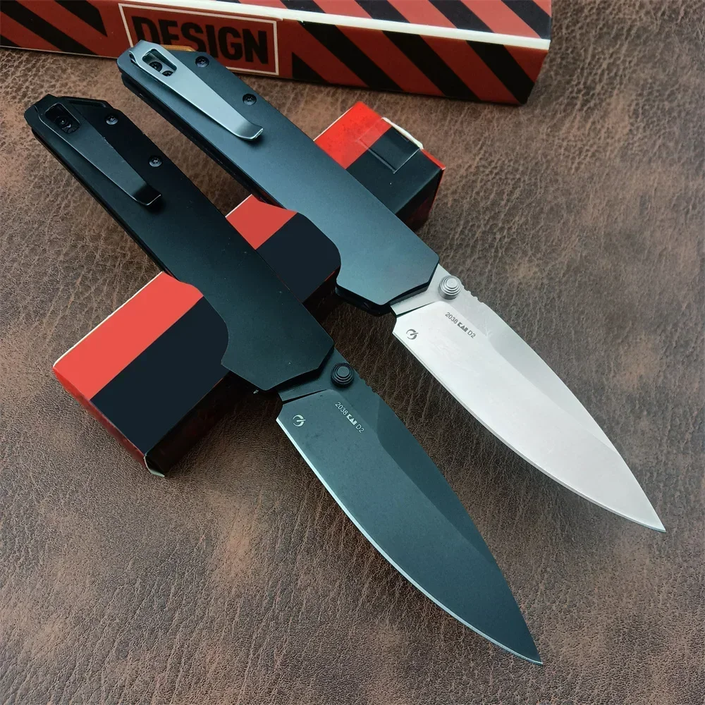 Herramienta EDC de caza al aire libre 2038 Iridium KVT, cuchillo de bolsillo plegable, hoja D2, mangos de aluminio, herramientas con Clip de bolsillo, envío rápido