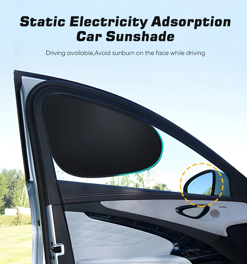 2PCS Car Window Sunshade Cover Sun Shield UV Protection Auto Front Rear Black Window Cover Heat Blocking Summer Car Accessories