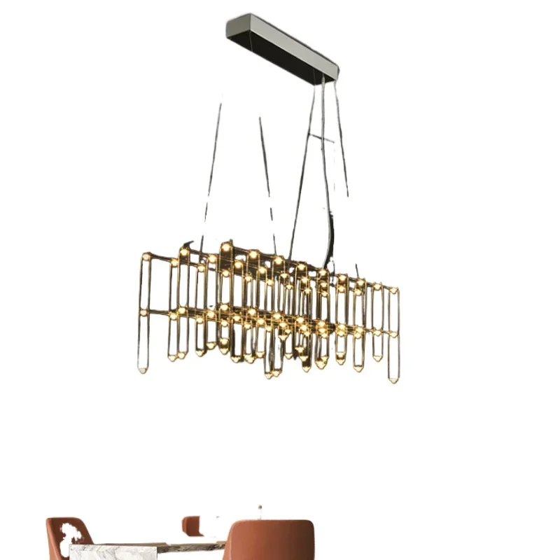 

Nordic light luxury gypsy crystal restaurant chandelier modern simple creative firefly light cube bar lamp