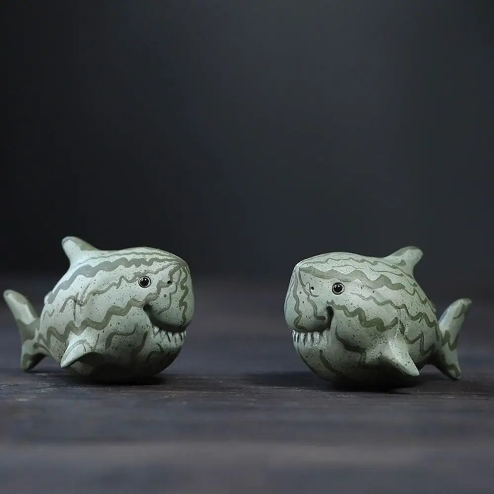 

Creative Purple Sand Shark Tea Pet Handmade Exquisite Tea Statue Cute Tea Play Figurine Toy Office
