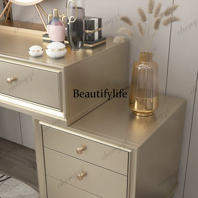 American solid wood dresser storage cabinet integrated bedroom modern simple small makeup table
