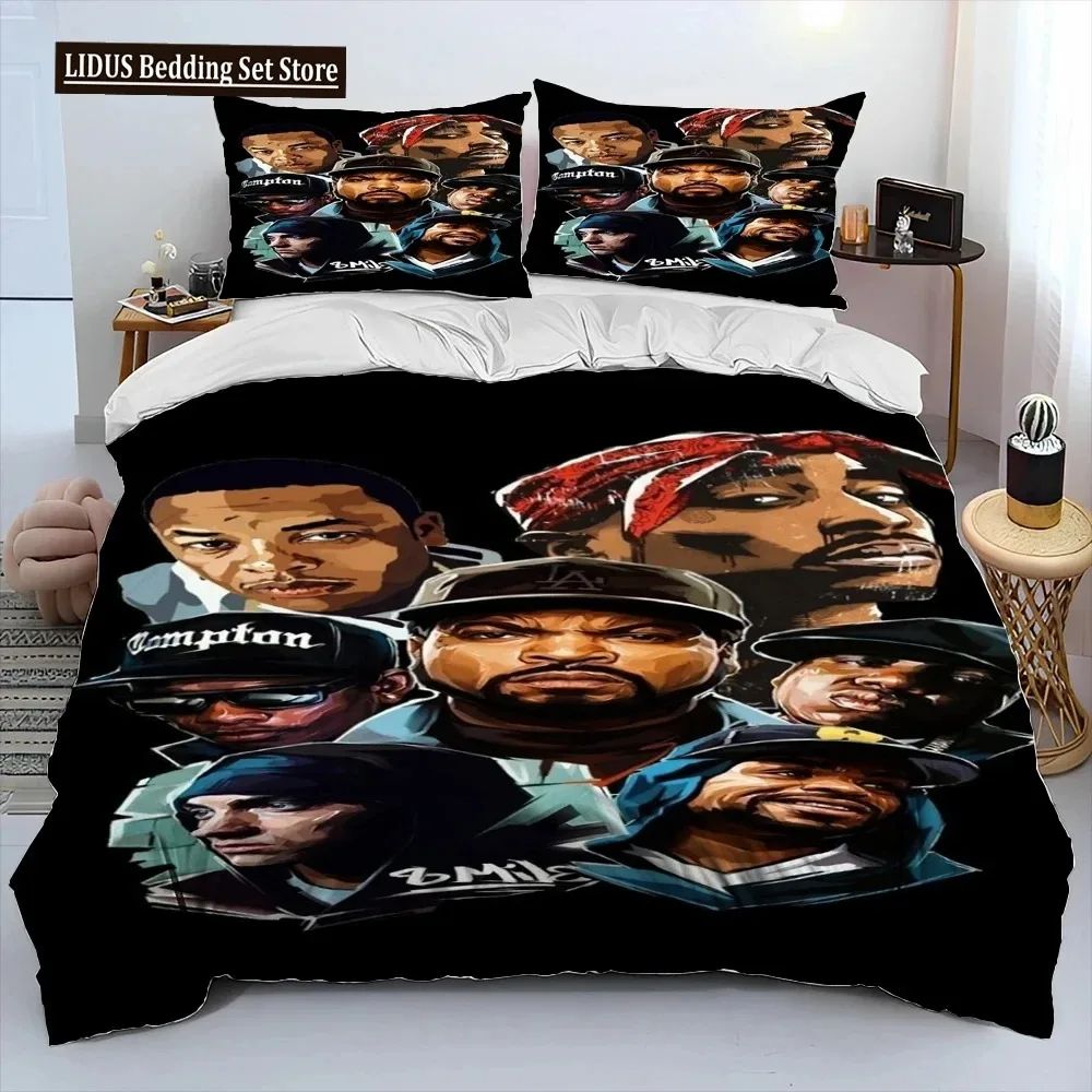 

Hip Hop Art Rapper Legend Star Comforter Bedding Set,Duvet Cover Bed Set Quilt Cover Pillowcase,king Queen Size Bedding Set Boys