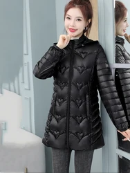 2023 New Winter Jacket Long Coats Women  Hooded Glossy DownCotton Jacket Warm Casual Parka Padded Cotton Coat Female