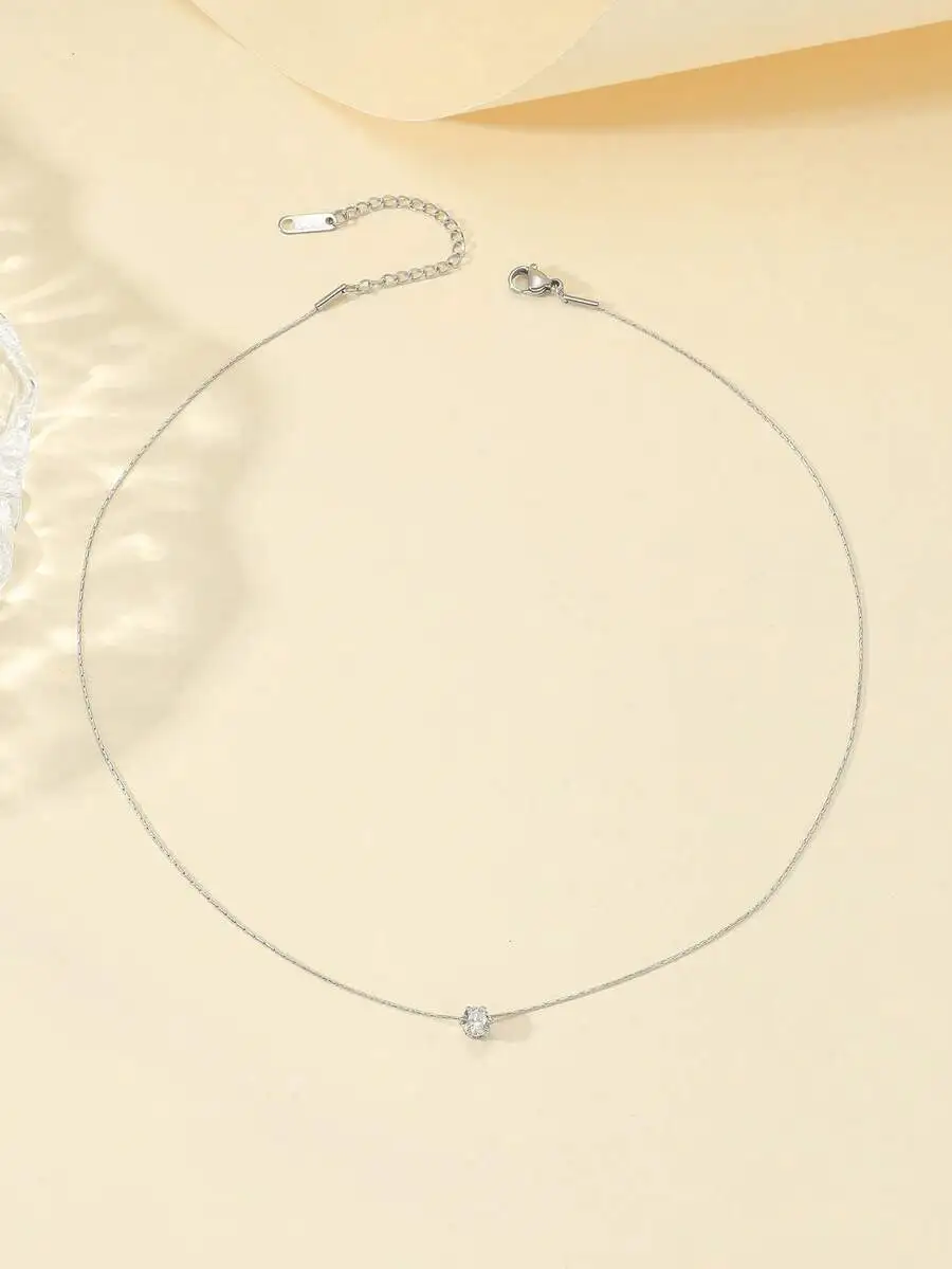

Rhinestone Solitaire Pendant Necklace For Women