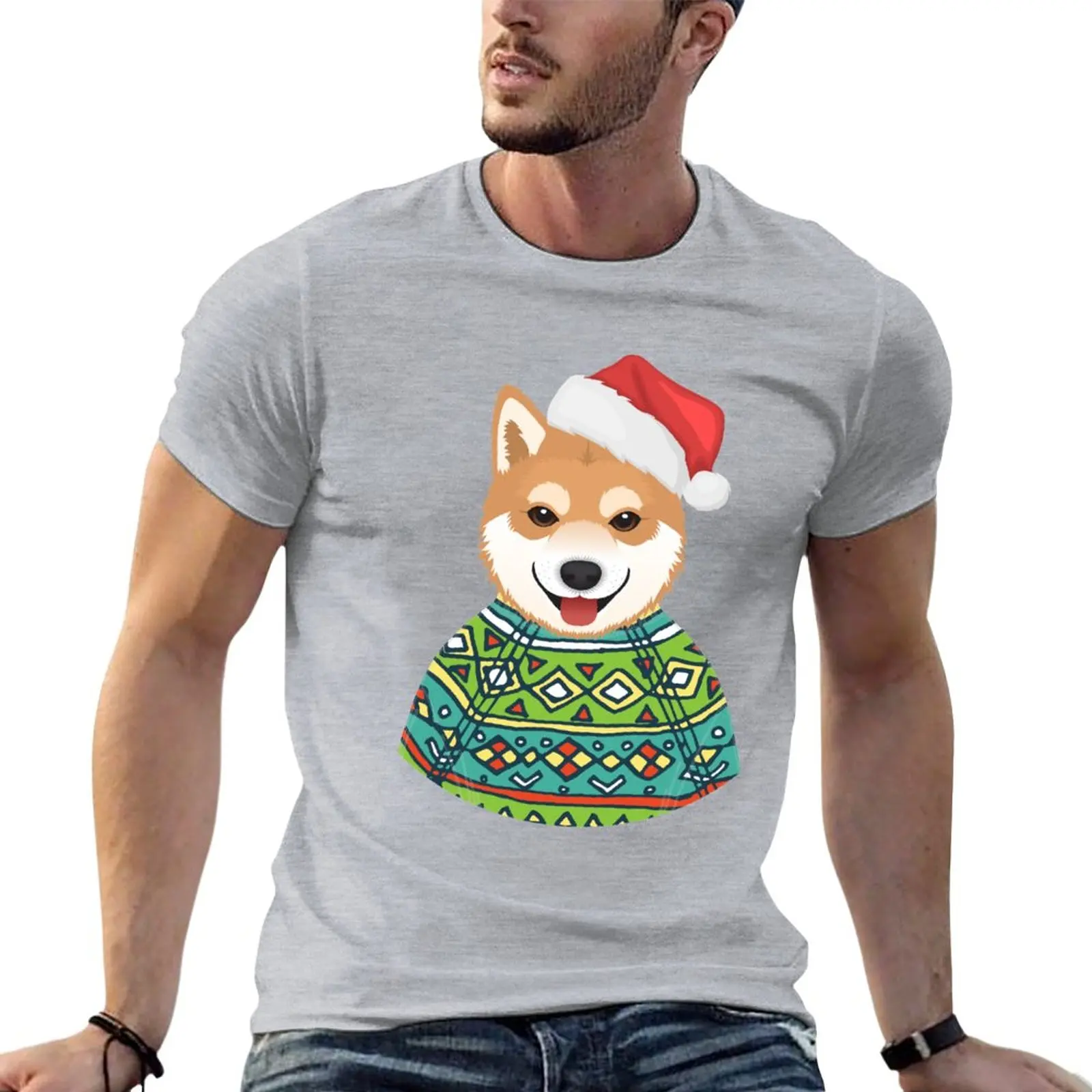 

Shiba Inu Christmas Santa Hat T-Shirt Anime t-shirt boys t shirts mens funny t shirts