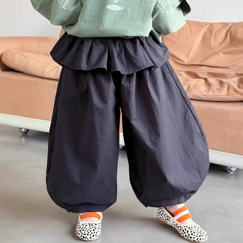 Pants Spring and Summer New Childrens Clothing Korean Boys and Girls Fashionable Lotus Leaf Skirt False Two Casual Pants