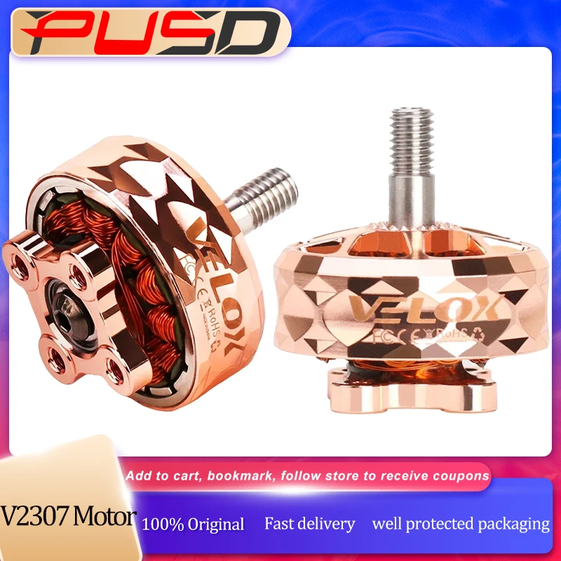 

T-Motor VELOX VELOCE V2307 V2 Brushless Motor 1950KV/2550KV 4S-6S 4mm Titanium Shaft For 5inch FPV Racing Freestyle Drone