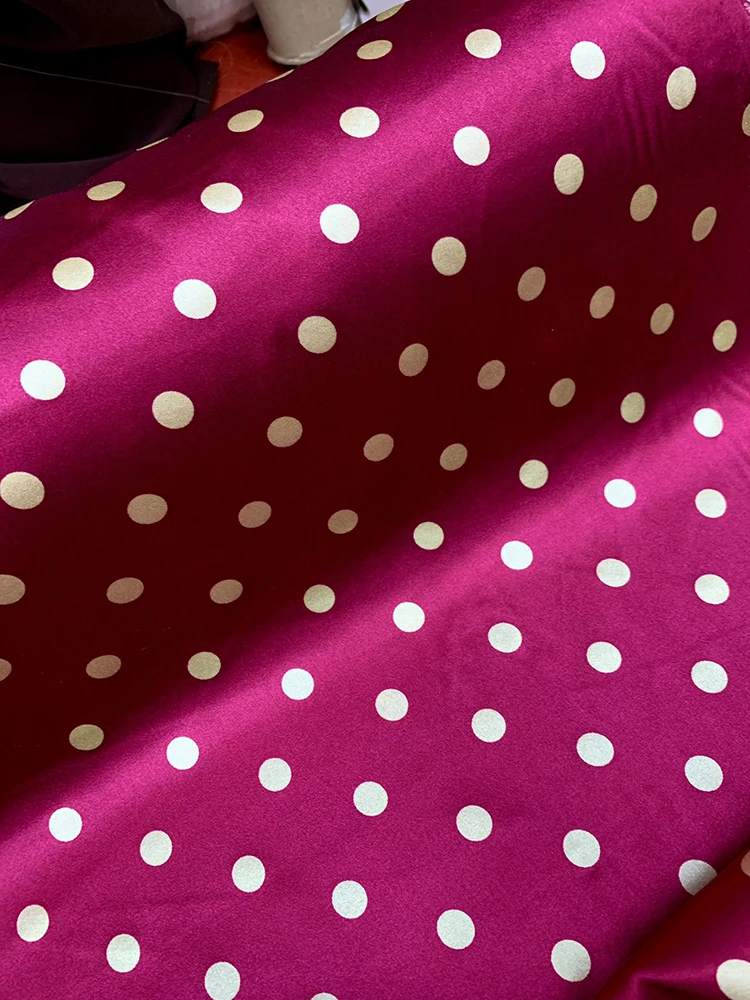 1 meter 95% Mulberry Silk 5% Spandex 22 momme Heavy Charmeuse Silk Fabric Rose Point Printed 108cm 42.5