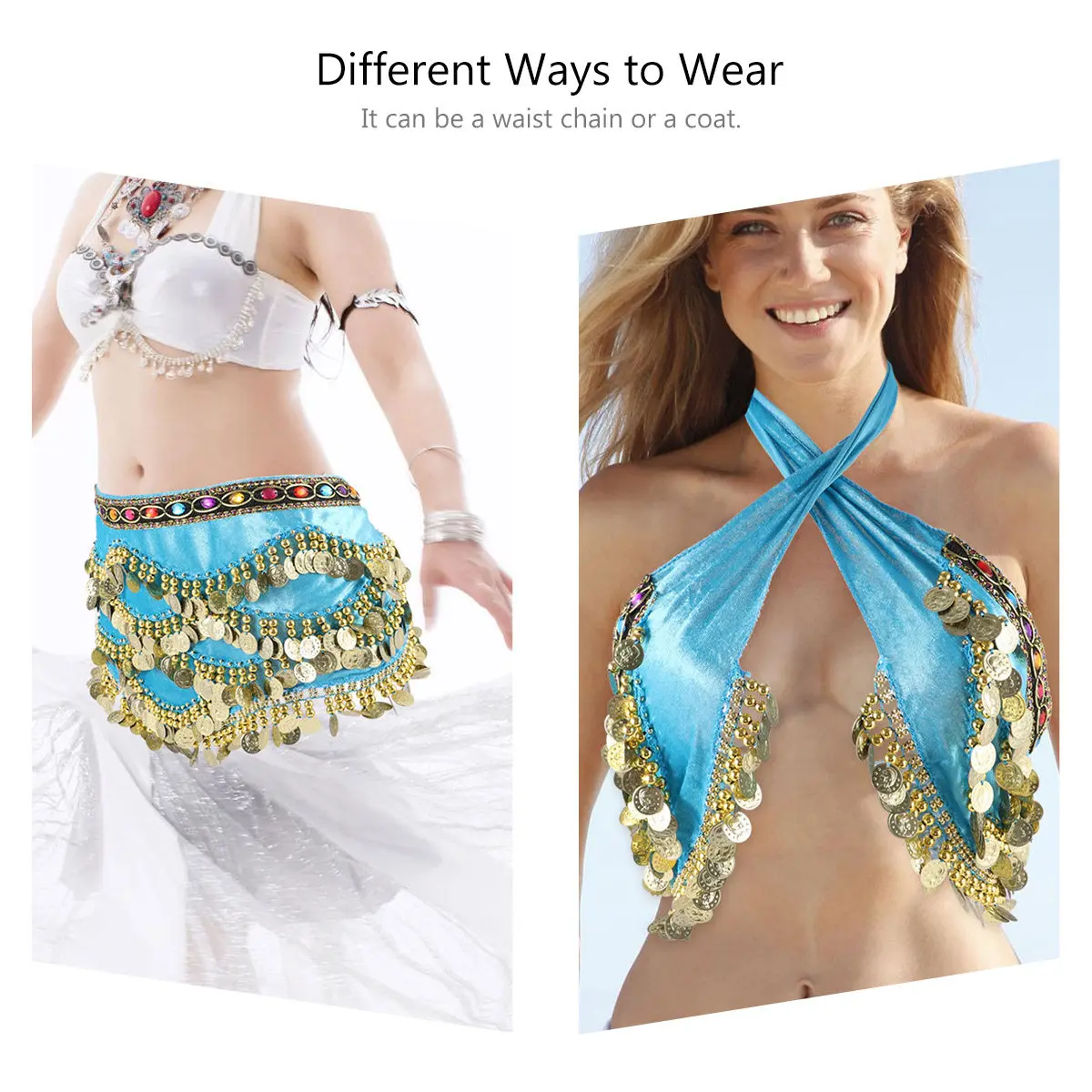 1Pcs Belly Dance Waist Chain Hip Skirt Lightweight Coin Belt Adjustable for Practice Performance Women Women Skirt