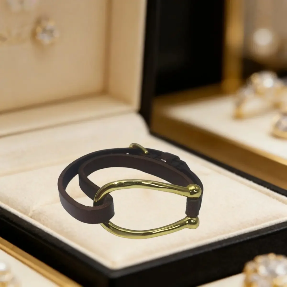 2026 Summer Vintage High Quality Golden Horseshoe Buckle Leather Rope Bracelet Jewelry Accessories Creative Gift