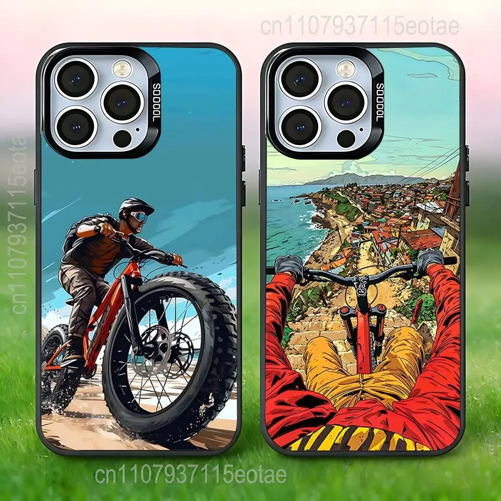 

Mountain Bike Bicycle cool Phone Case For iPhone 17,16,15,14,13,12,11,Pro,Max,Plus,E,Air,Mini Black IMD Cover