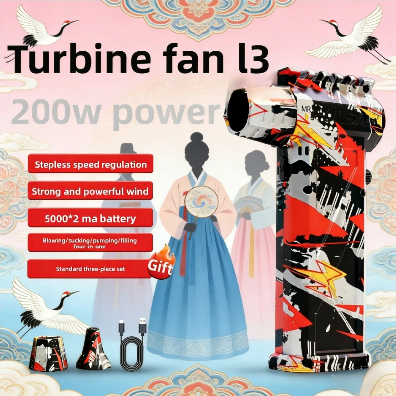 

L3 300000 RPM Brushless Vacuum Fan Hair Dryer Car Wash Gun Snow Blower 75m/s High Wind Speed Silver Black Red