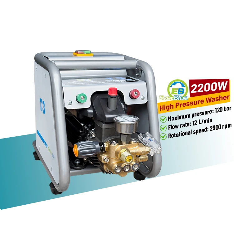 High Pressure 120Bar Car Wash Machine Visual Air Pressure Electric 220V Washing Equipment with Pure Copper Motor
