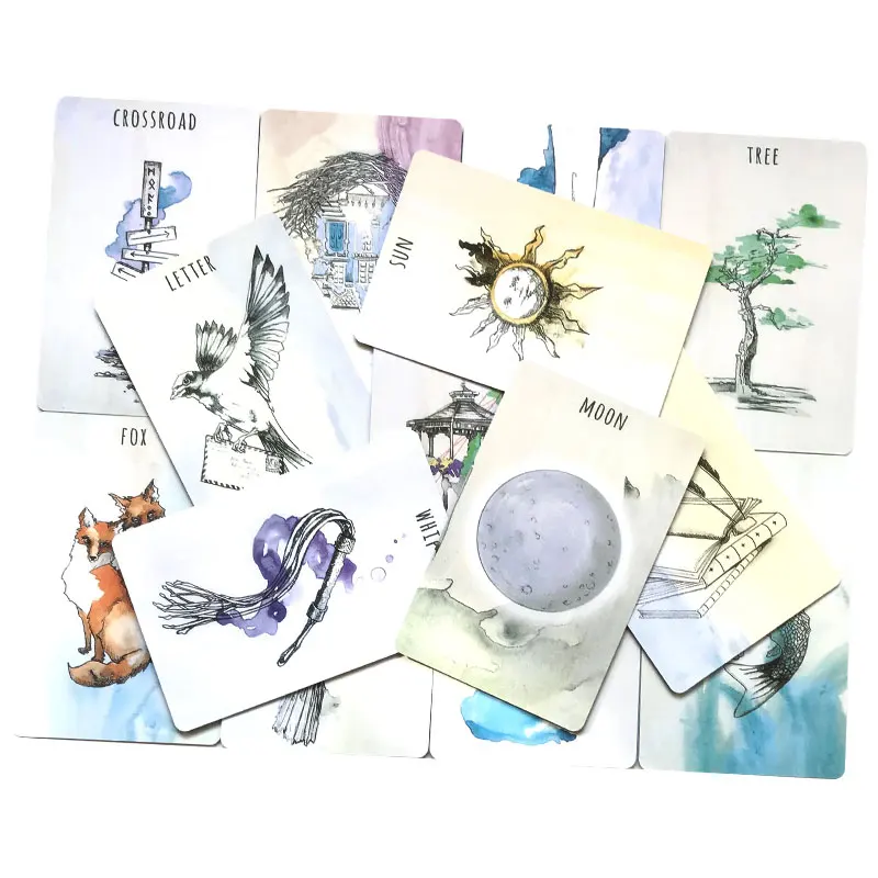 All English: Scrying Ink lenormand Oracle Tarot Card For Entertainment Fate Prophecy Divination Family Party Oracle PDF Guide