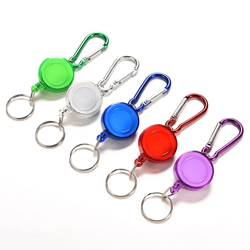 Transparent Retractable Badge Reel Easy Pull Keyring Card Clips Recoil Badge Clip for Business Employee's Work Card Permit Reels