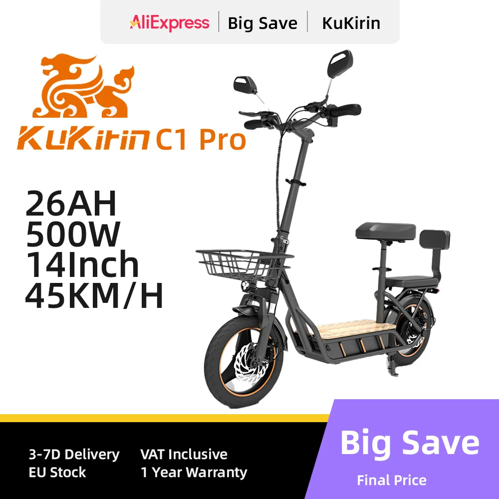 KuKirin C1 Pro Adult Electric Scooter With Seat 14