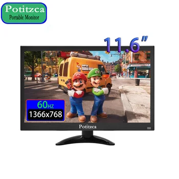 Portable monitor 11.6 inch 1366x768 60HZ BNC PC gaming laptop monitor HDMI LCD monitor for PS4 Raspberry Pi Xbox CCTV notebook