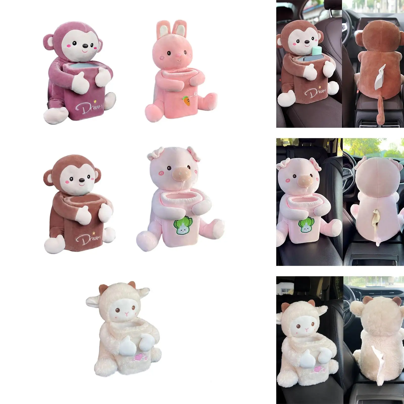Tissue Box Holder for Car, Storage Dispenser for Paper Products