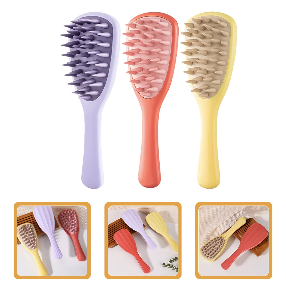 

3pcs Comb Massager Wide Tooth Detangling Scalp Massage Pores Cleansing Dandruff Reduction Handle Design For Men Women Curly Hair