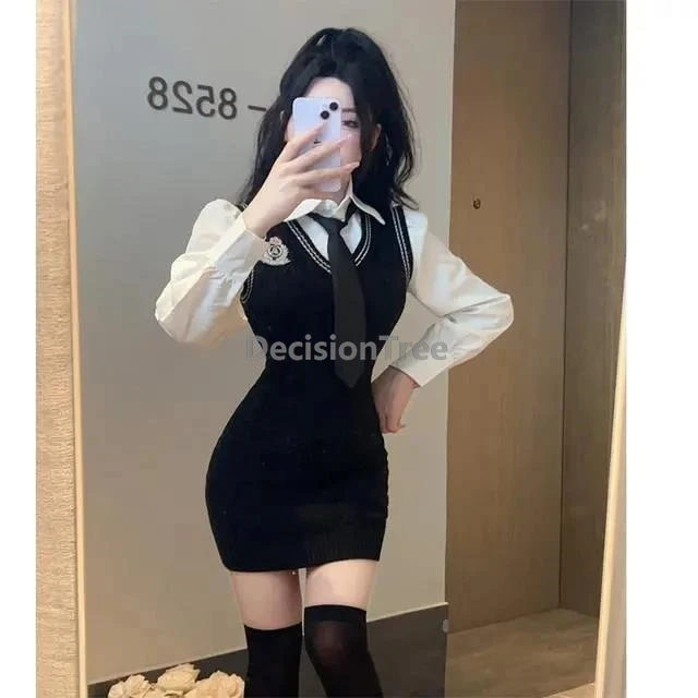 2025 stile accademia pacchetto di maglia vestito dall'anca set di due pezzi stile americano piccante per ragazze quotidiano jk uniforme campus autunno uniforme scolastica